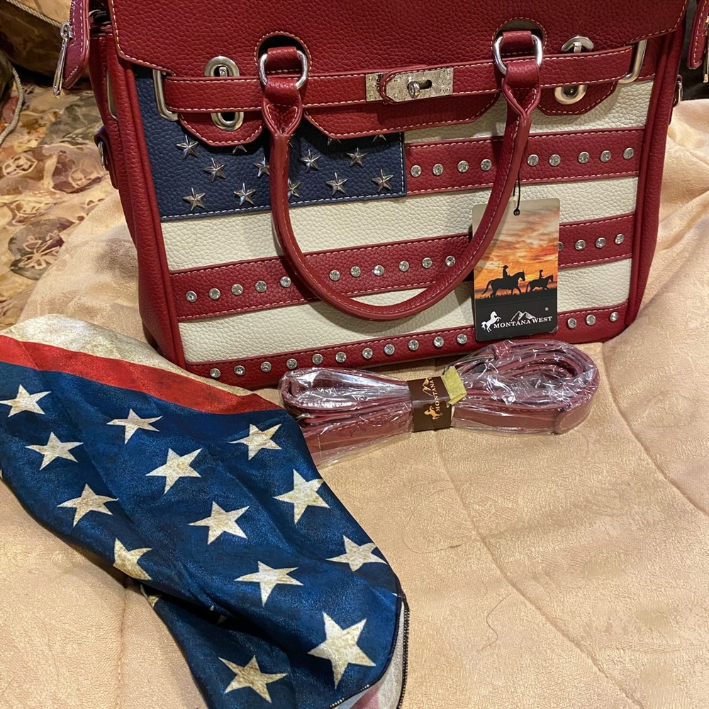 Montana West American Flag Western Style purse